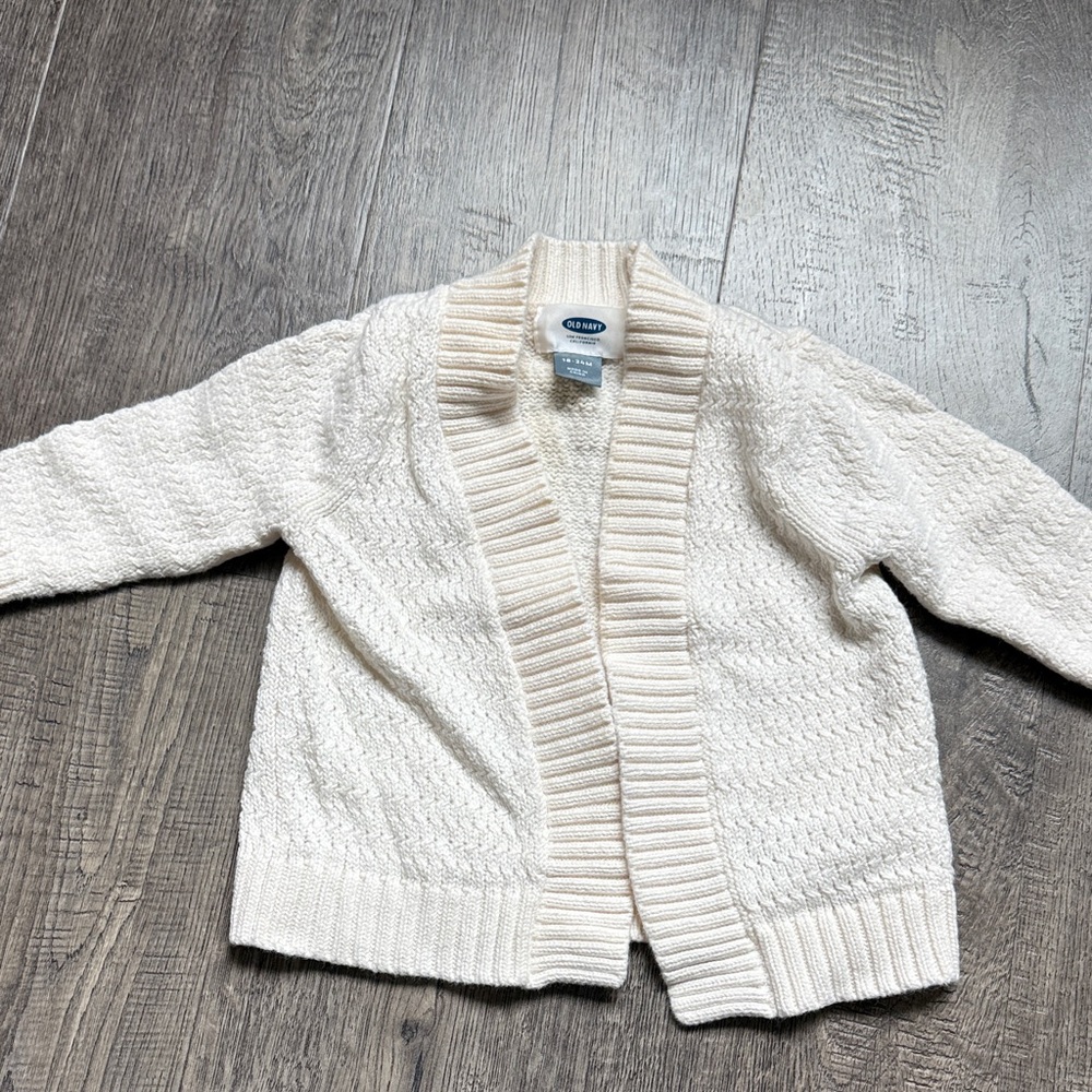Old Navy Ivory Open-Front Textured Cardigan